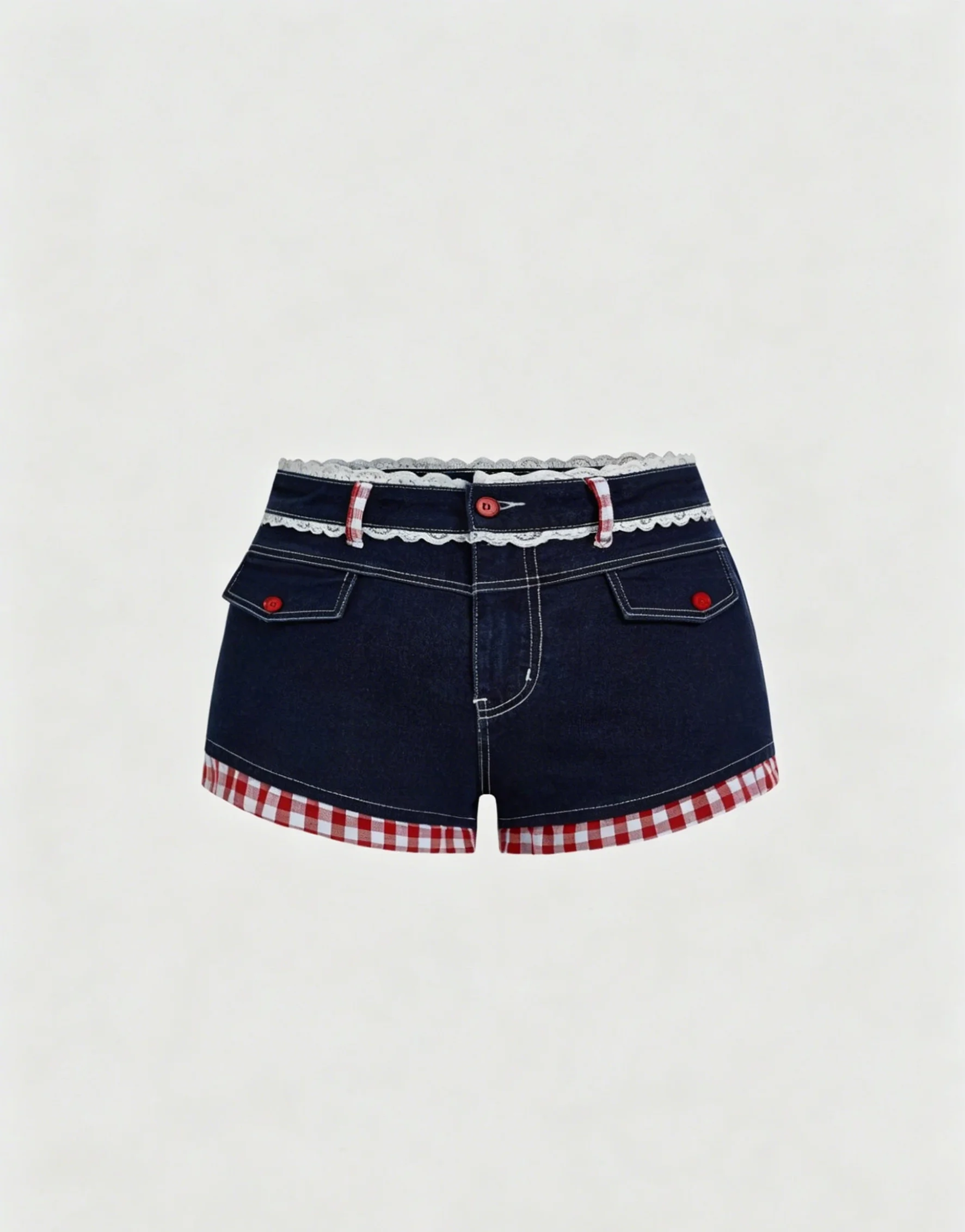 Gothic American style spicy punk style girls' checkered denim shorts with summer design sense, spliced low waist slim fit, tight
Gothic American style spicy punk style girls' checkered denim shorts with summer design sense, spliced low waist slim fit, tight