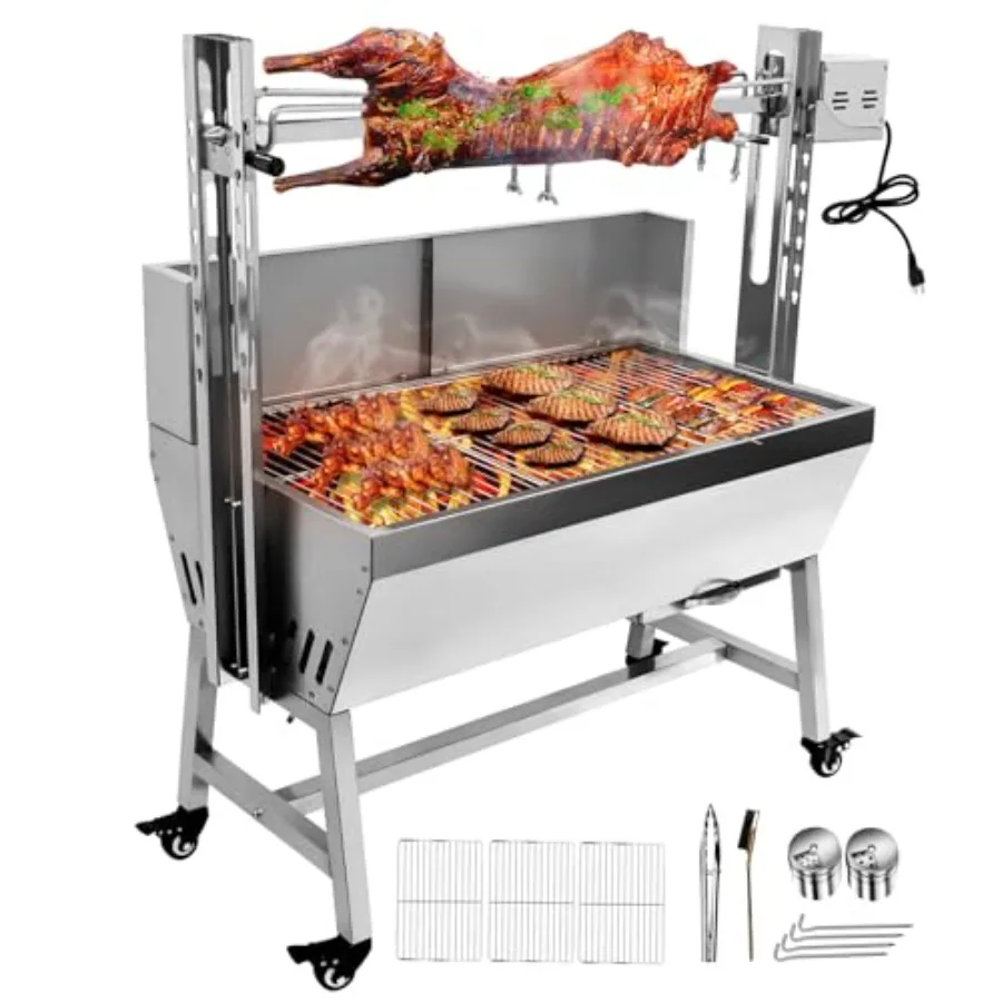 Outdoor Camping BBQ Rotisserie Grill: Stainless Steel, Black, 25W Motor, 37'' 2-in-1 Charcoal Roaster for Pig Lamb
Outdoor Camping BBQ Rotisserie Grill: Stainless Steel, Black, 25W Motor, 37'' 2-in-1 Charcoal Roaster for Pig Lamb