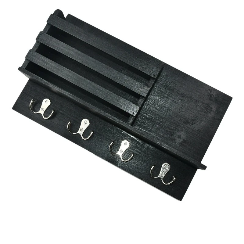 Wall-mounted bamboo storage rack storage Wooden key and mail holder for walls with shelves, black home decor with 4 hooks
Wall-mounted bamboo storage rack storage Wooden key and mail holder for walls with shelves, black home decor with 4 hooks