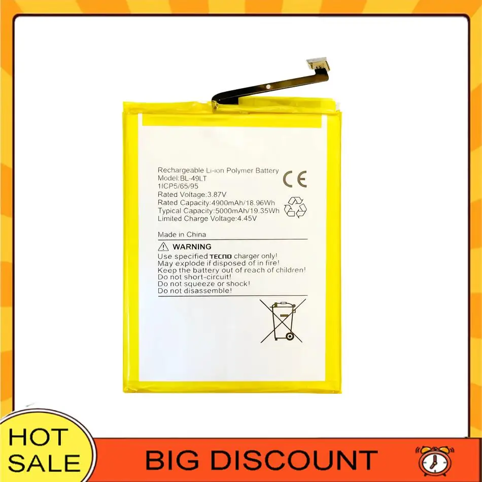 For Tecno Camon 19 , CI6N , 3.87V 5000mAh High Compatibility Mobile Phone Battery BL-49LT
For Tecno Camon 19 , CI6N , 3.87V 5000mAh High Compatibility Mobile Phone Battery BL-49LT