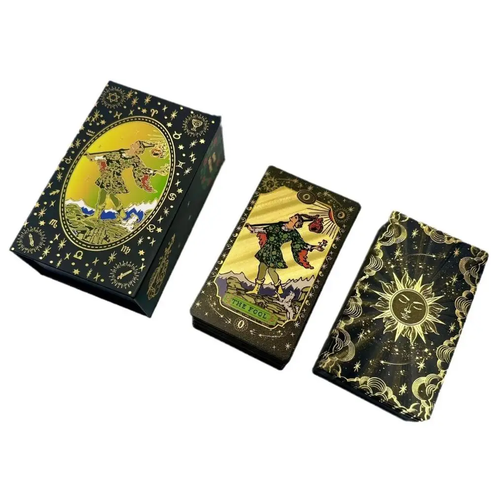 Black Gold Gilded Mystic Tarot Deck 12*7cm, Divination Tool with Luxury Finish 78 Pcs Waterproof Cards Based on Rider System
Black Gold Gilded Mystic Tarot Deck 12*7cm, Divination Tool with Luxury Finish 78 Pcs Waterproof Cards Based on Rider System