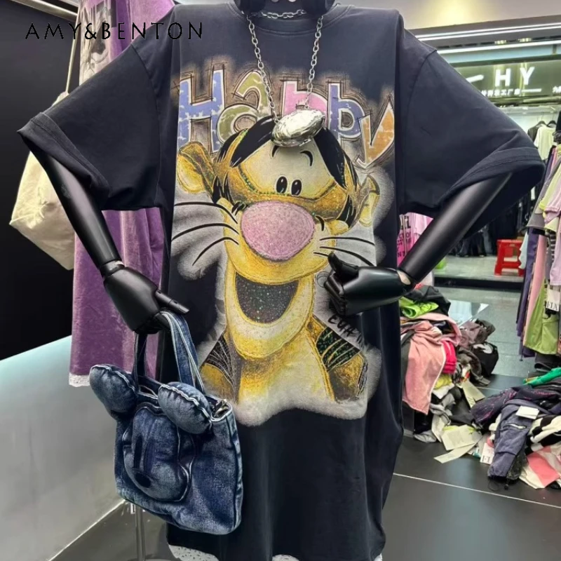 Summer 2025 New Kawaii T-shirts Dress Heavy Industry Cartoon Long Dresses Women's Loose Oversized Casual Top Vestidos Mujer 4488
Summer 2025 New Kawaii T-shirts Dress Heavy Industry Cartoon Long Dresses Women's Loose Oversized Casual Top Vestidos Mujer 4488