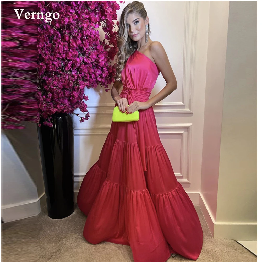 Verngo Hot Pink Satin Long Prom Dresses One Shoulder Tiered Skirt Sash Floor Length Simple Evening Gowns Event Occasion Dress
Verngo Hot Pink Satin Long Prom Dresses One Shoulder Tiered Skirt Sash Floor Length Simple Evening Gowns Event Occasion Dress