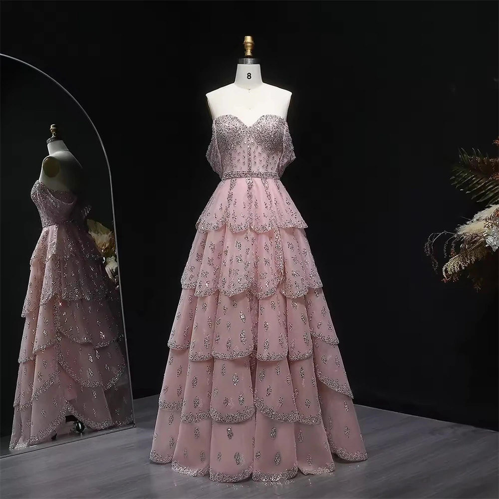 Customized Elegant Pink Organza Evening Dress Formal Sweetheart Off the Shoulder Prom Dress Classic A-Line Tiered Party Dresses
Customized Elegant Pink Organza Evening Dress Formal Sweetheart Off the Shoulder Prom Dress Classic A-Line Tiered Party Dresses