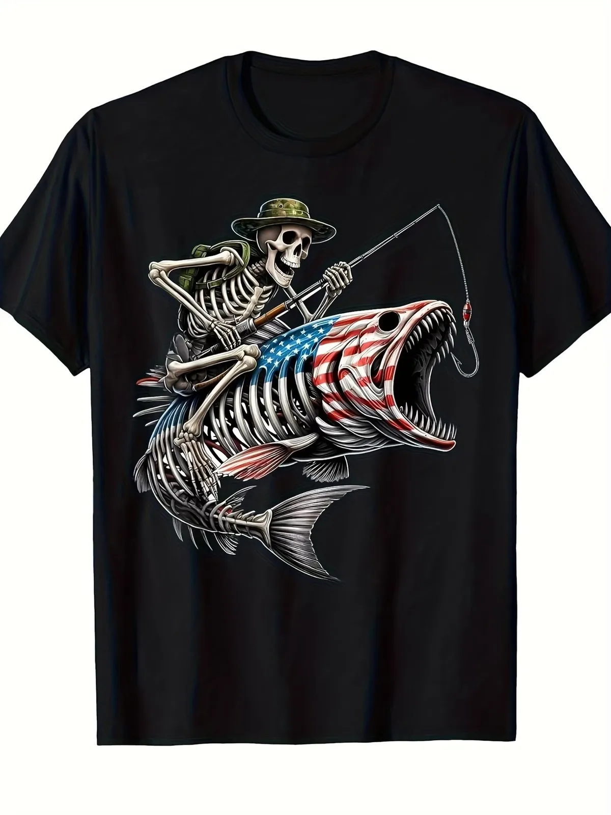 Short Sleeve Fishing American Flag Bass Fish Skull Skeleton Fisherman T-Shirt
Short Sleeve Fishing American Flag Bass Fish Skull Skeleton Fisherman T-Shirt