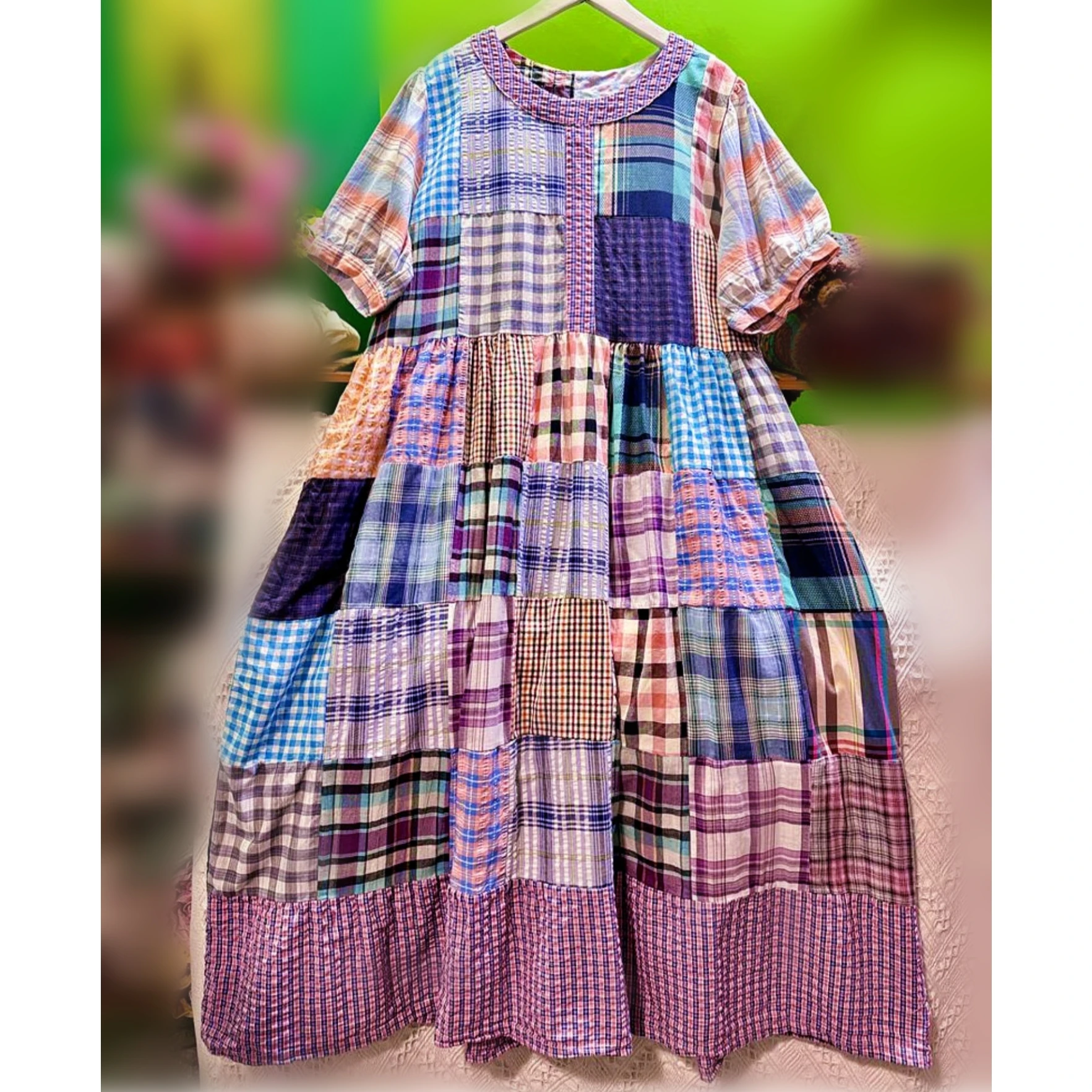 Patchwork Cotton Summer Plaid Tribal Holiday Bali Long Dress for Women Vintage Gypsy Hippie Boho Ibiza Beach Thailand Midi Dress
Patchwork Cotton Summer Plaid Tribal Holiday Bali Long Dress for Women Vintage Gypsy Hippie Boho Ibiza Beach Thailand Midi Dress