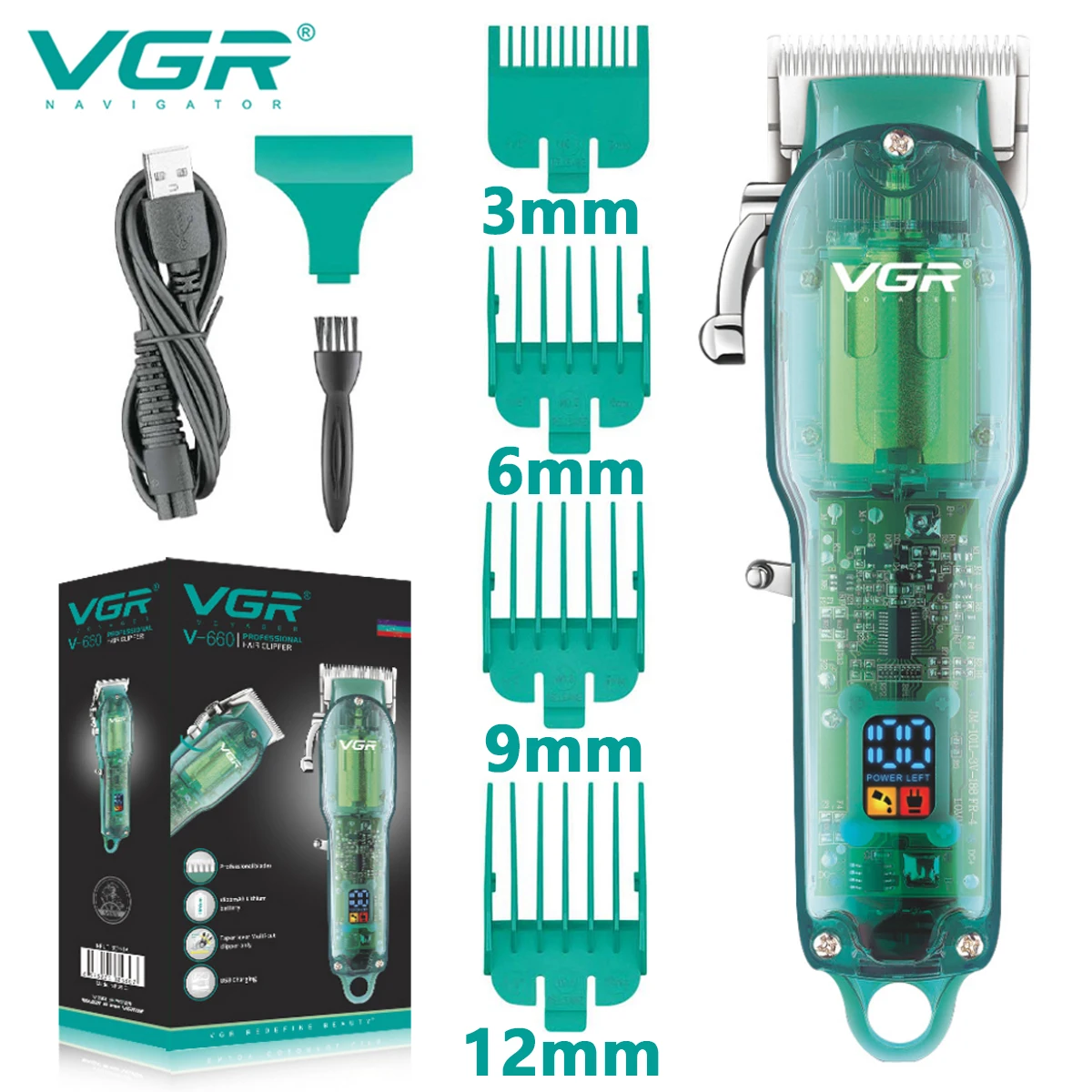VGR Hair Clipper Trimmer Profesional Beard Trimmer Hair Cutting Machine Haircut Machine Transparent Hair Trimmer for Men V-660
VGR Hair Clipper Trimmer Profesional Beard Trimmer Hair Cutting Machine Haircut Machine Transparent Hair Trimmer for Men V-660