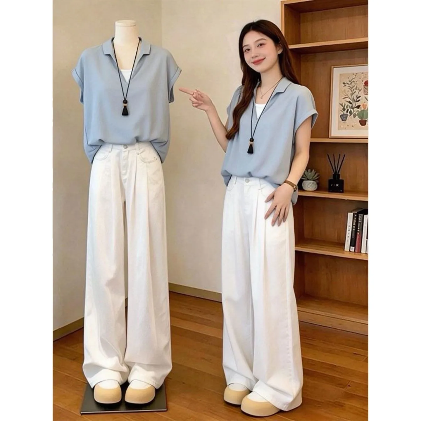 Summer Blue V-neck Short Sleeve Shirt Women's plus Size Irregular Top Commute Style Polyester Fiber Skin-friendly Breathable
Summer Blue V-neck Short Sleeve Shirt Women's plus Size Irregular Top Commute Style Polyester Fiber Skin-friendly Breathable