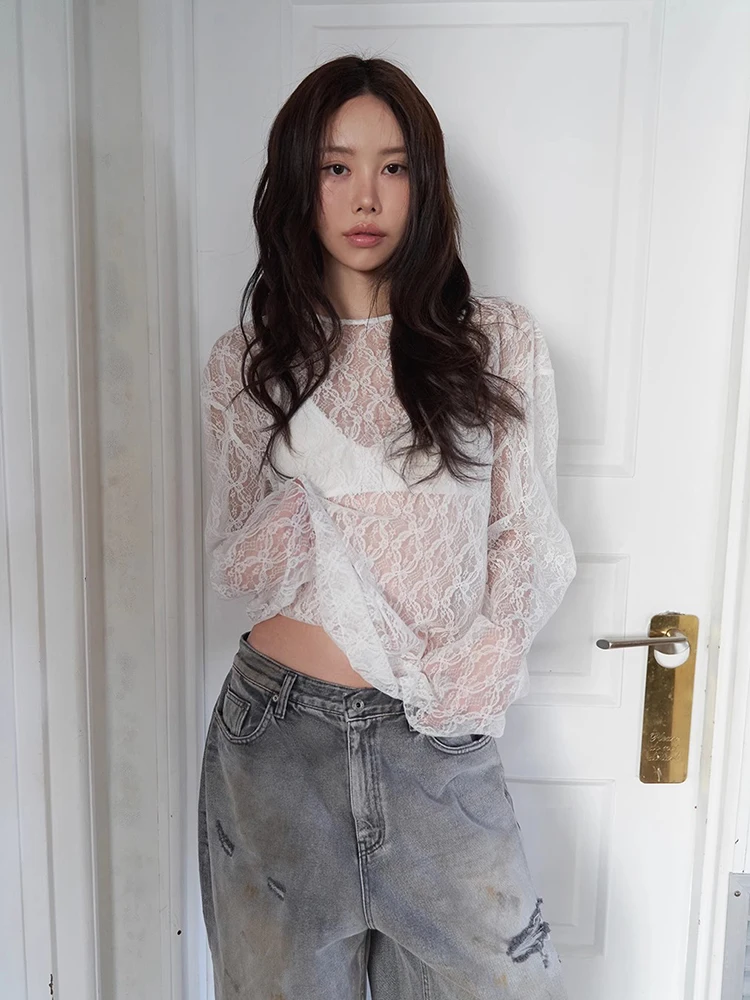 Clothland Women Sweet See Through Blouse Long Sleeve Transparent Hollow Out Shirt Female Sexy Fashion Tops Mujer LB334
Clothland Women Sweet See Through Blouse Long Sleeve Transparent Hollow Out Shirt Female Sexy Fashion Tops Mujer LB334