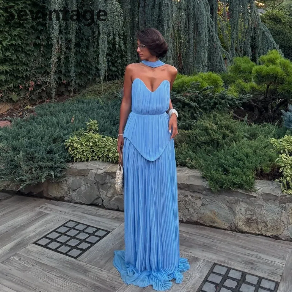Sevintage 2025 Sky Blue Chiffon Maxi Evening Dress Sweetheart A Line Wedding Formal Prom Dress Dubai Party Gown Robe de soiree
Sevintage 2025 Sky Blue Chiffon Maxi Evening Dress Sweetheart A Line Wedding Formal Prom Dress Dubai Party Gown Robe de soiree