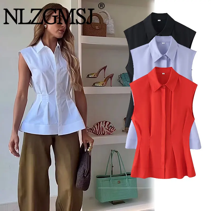 Nlzgmsj 2026 Women's Elegant Peplum Blouse for Women Sleeveless Lapel Collar Hidden Button Formal Work Shirt
Nlzgmsj 2026 Women's Elegant Peplum Blouse for Women Sleeveless Lapel Collar Hidden Button Formal Work Shirt