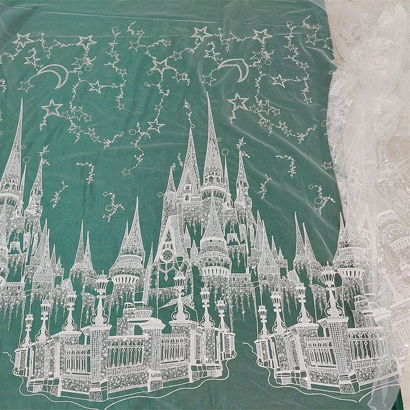 High Quality Bead Sequin Embroidery Castle Star Moon Lace Fabric Fabric Wedding Dress Children's Clothing Background Decoration
High Quality Bead Sequin Embroidery Castle Star Moon Lace Fabric Fabric Wedding Dress Children's Clothing Background Decoration
