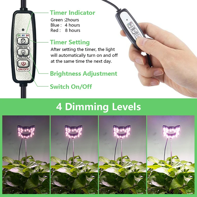 Full Spectrum Fill Light LED Grow Lamp For Indoor Plants With Adjustable Height, 2/4/8H Timer 4 Level Dimming For Garden
Full Spectrum Fill Light LED Grow Lamp For Indoor Plants With Adjustable Height, 2/4/8H Timer 4 Level Dimming For Garden
