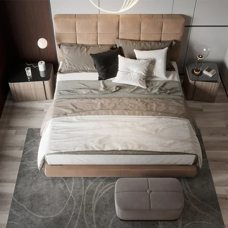 #Home King Size Big Headboard Leather fabric Upholstered Italian Style Modern Luxury Bed Sets villa Bedroom furniture sets
#Home King Size Big Headboard Leather fabric Upholstered Italian Style Modern Luxury Bed Sets villa Bedroom furniture sets