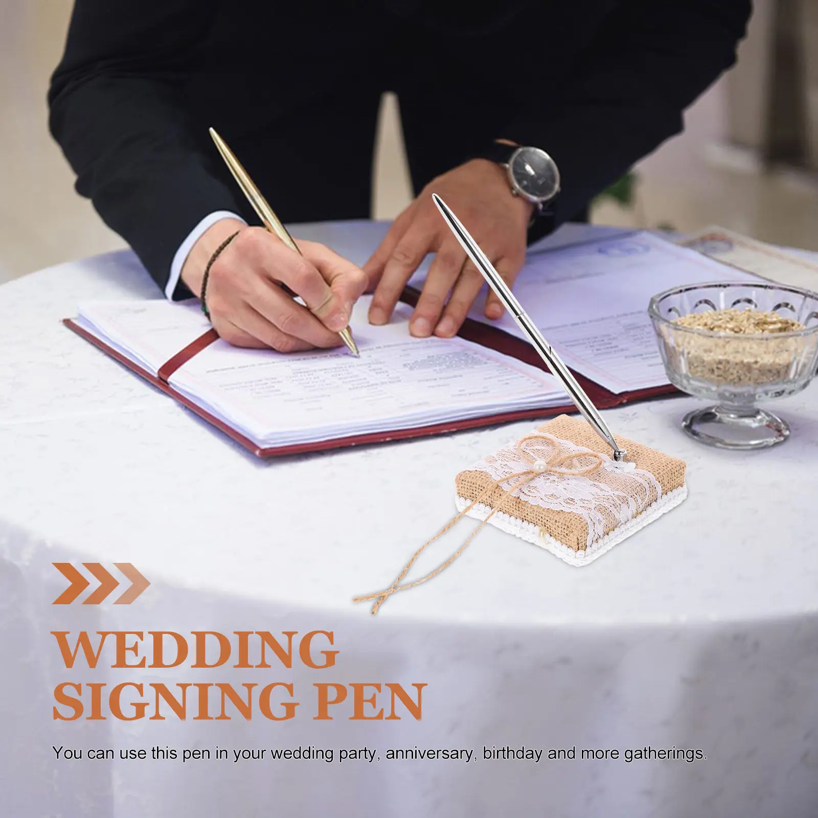 Linen and Steel Wedding Signing Pen Elegant Exquisite Decorative Guest Book Pen for Wedding Party Anniversary Birthday Banquet
Linen and Steel Wedding Signing Pen Elegant Exquisite Decorative Guest Book Pen for Wedding Party Anniversary Birthday Banquet
