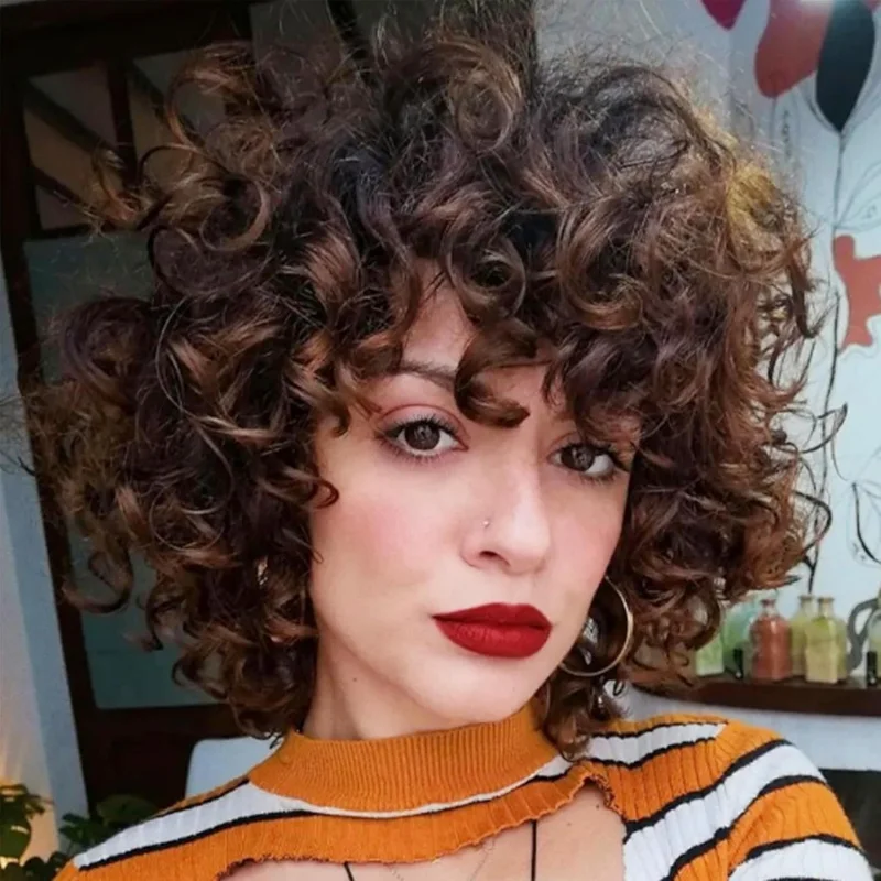 Brown Short Curly Wig for Black Women with Bangs, Soft Loose Curly Synthetic Hair, Heat Resistant & Glueless, 14 Inch
Brown Short Curly Wig for Black Women with Bangs, Soft Loose Curly Synthetic Hair, Heat Resistant & Glueless, 14 Inch