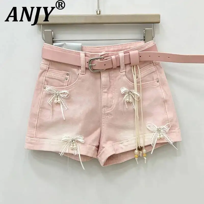 ANJY Spring Summer New Women's Fashion Sweet Bowknot Beaded Denim Shorts Casual High Street Slim Fit Distressed Hot Pants A24834
ANJY Spring Summer New Women's Fashion Sweet Bowknot Beaded Denim Shorts Casual High Street Slim Fit Distressed Hot Pants A24834