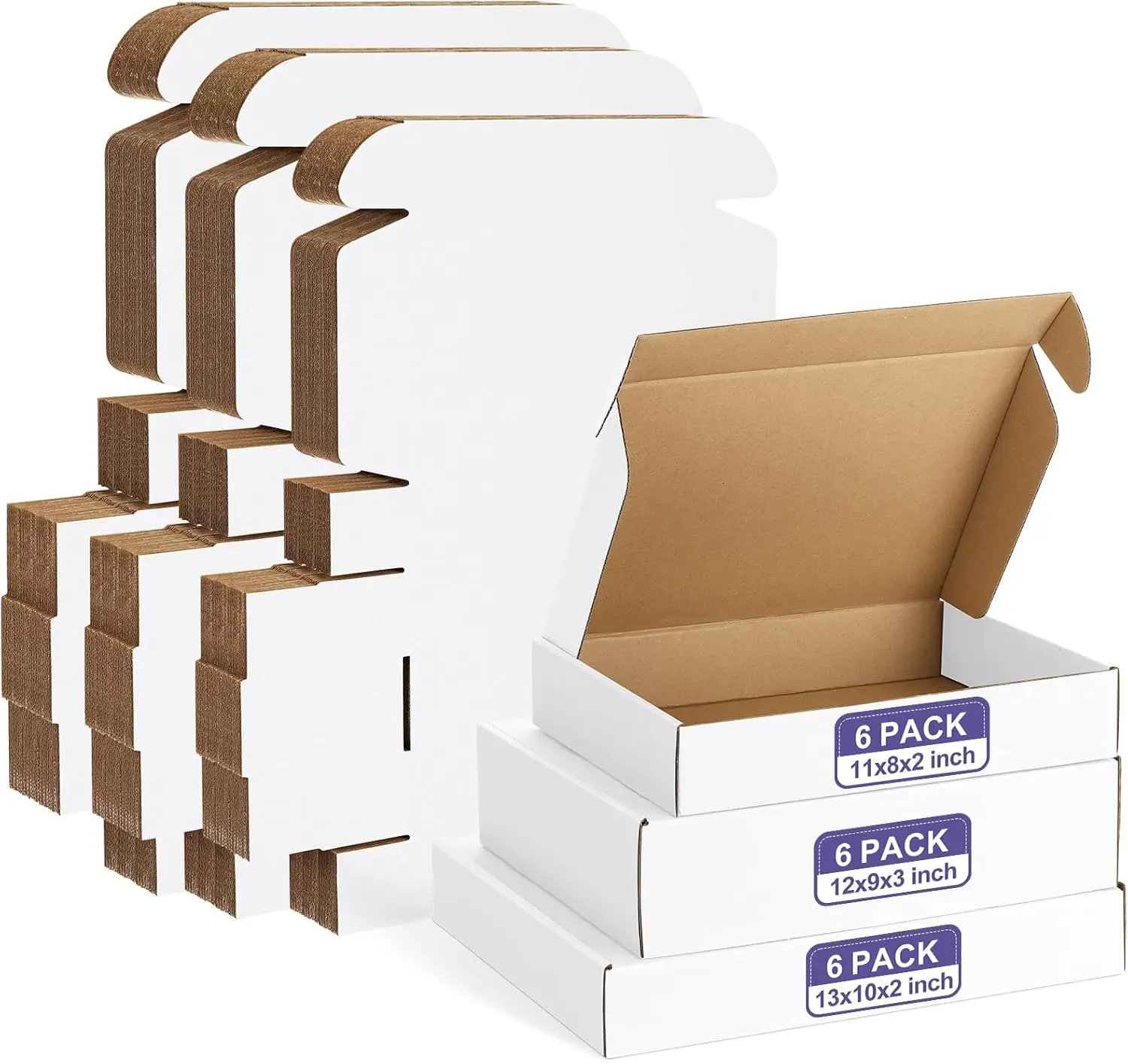 18 Pack Small Shipping Boxes Assorted Sizes, 11x8x2, 12x9x3, 13x10x2-6 Each, White Corrugated Mailers for Small Business Mailing
18 Pack Small Shipping Boxes Assorted Sizes, 11x8x2, 12x9x3, 13x10x2-6 Each, White Corrugated Mailers for Small Business Mailing