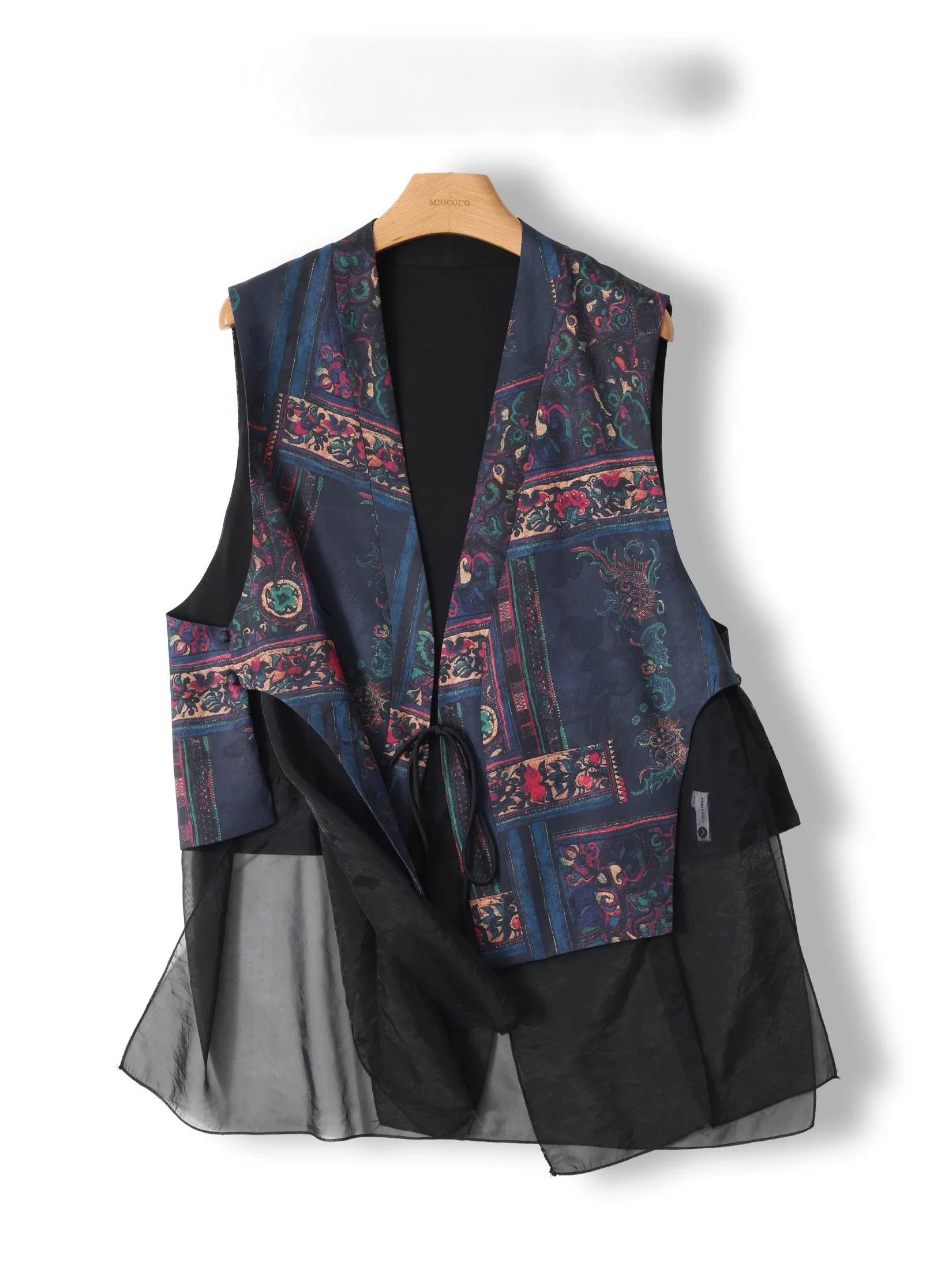 New Chinese Style Retro Xiangyun Silk Belted Vest Women's Vintage Print Jacket Trendy V-neck Mid-length Loose Fit
New Chinese Style Retro Xiangyun Silk Belted Vest Women's Vintage Print Jacket Trendy V-neck Mid-length Loose Fit