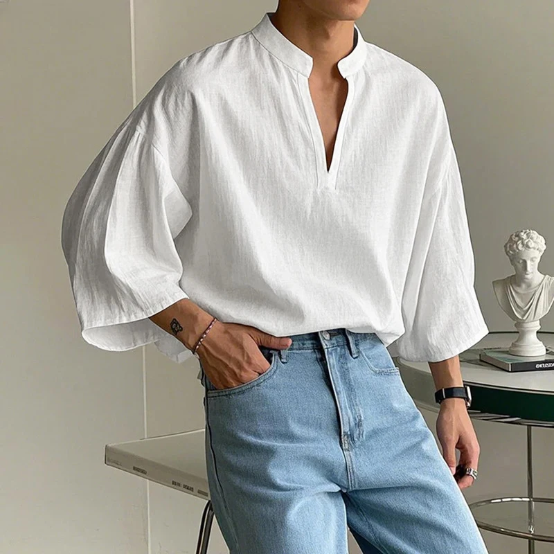 Stylish Mens Loose V Neck T Shirts Spring Summer Streetwear Vintage Solid Color Half Sleeve T-shirt Men New Casual Pullover Tops
Stylish Mens Loose V Neck T Shirts Spring Summer Streetwear Vintage Solid Color Half Sleeve T-shirt Men New Casual Pullover Tops