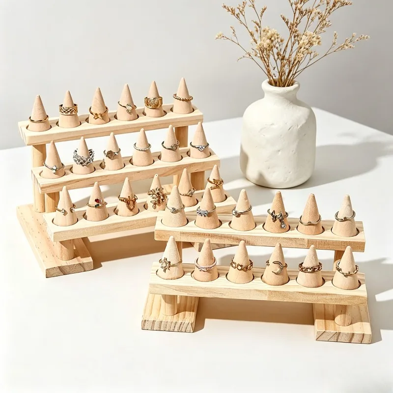Minimalist Solid Wood Cone Ring Display Stand, Jewelry Holder for Live Stream & Market Stall
Minimalist Solid Wood Cone Ring Display Stand, Jewelry Holder for Live Stream & Market Stall