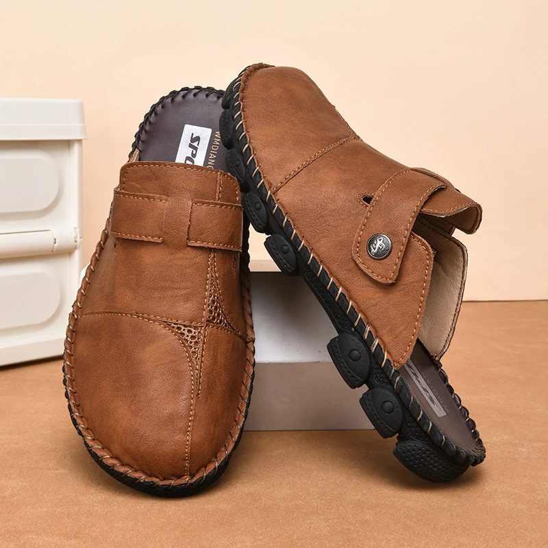 Plus Size 38-47 Summer Open-back Slides Sandals Mules Half Shoes For Men 2025 Leather Backless Casual Shoes Loafers Slippers
Plus Size 38-47 Summer Open-back Slides Sandals Mules Half Shoes For Men 2025 Leather Backless Casual Shoes Loafers Slippers