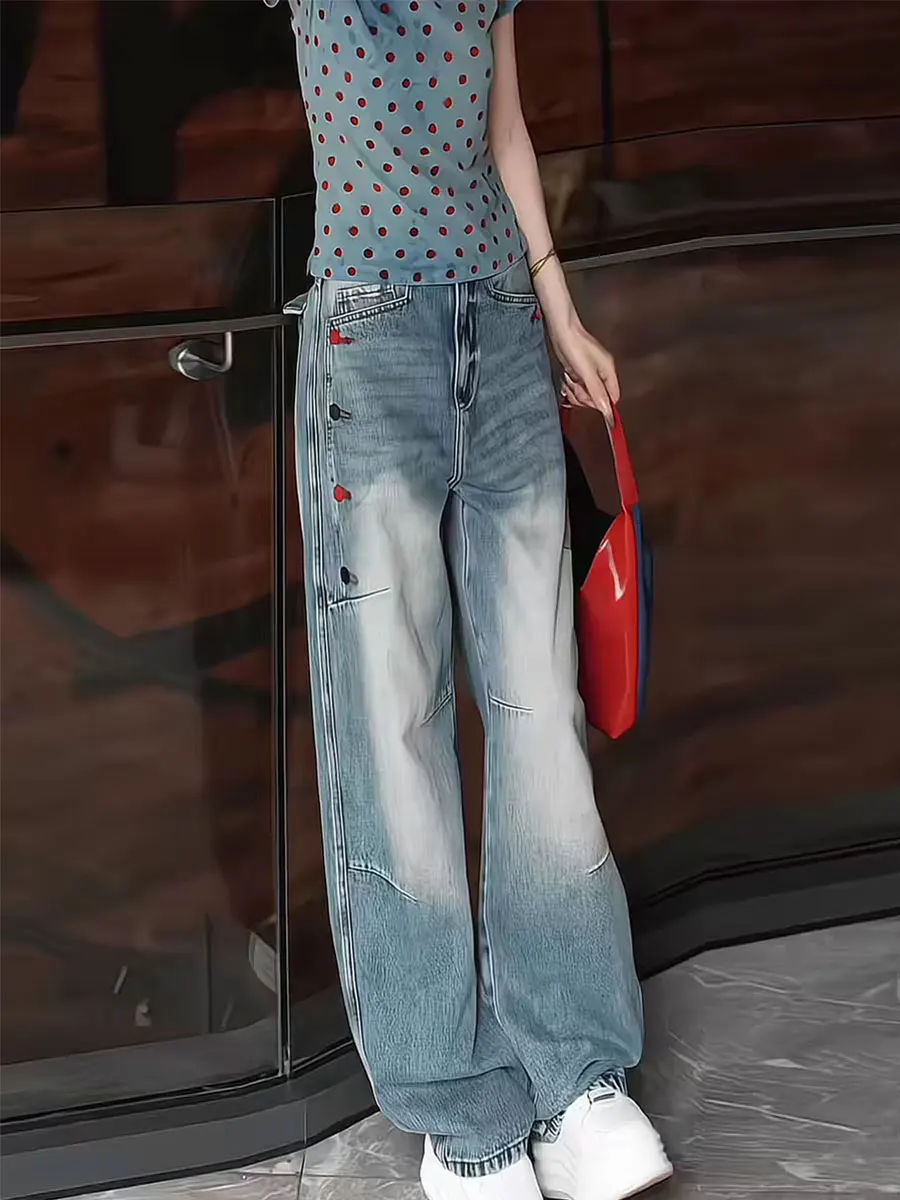 High Waist Wide Leg Jeans Women's American Style Knife Straight Cut Loose Fit Summer Spring plus Size Slimming Jeans
High Waist Wide Leg Jeans Women's American Style Knife Straight Cut Loose Fit Summer Spring plus Size Slimming Jeans