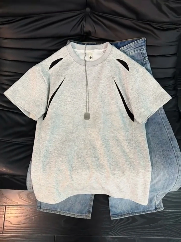Gray American Deconstructed Splice Design Short Sleeve Men's Summer High-End Feelings Shoulder T-Shirt Cool Small Collar Half...
Gray American Deconstructed Splice Design Short Sleeve Men's Summer High-End Feelings Shoulder T-Shirt Cool Small Collar Half...