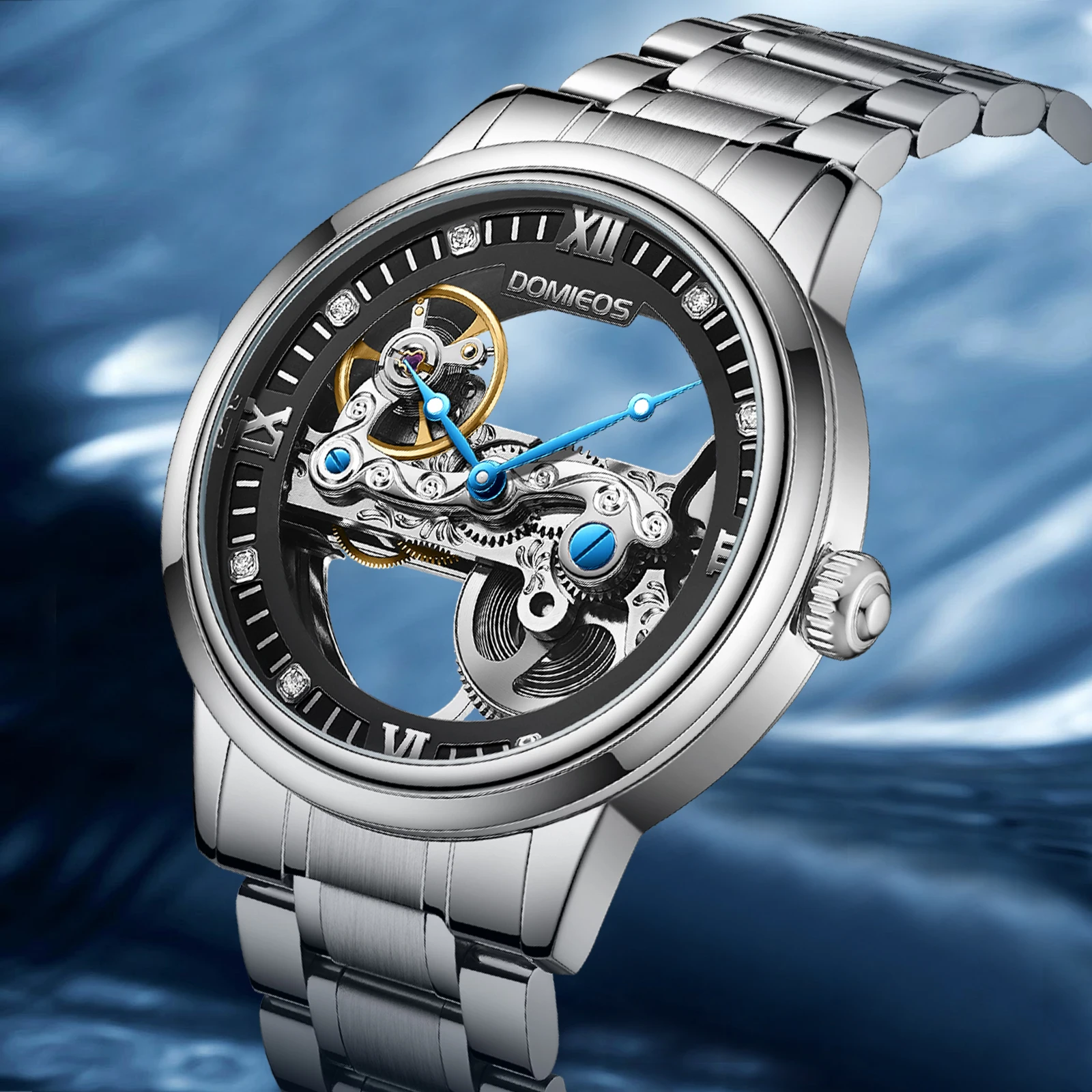 2026 DOMIEOS Mechanical Watches Fashion Iced Out Gold Skeleton Automatic Watch for Men Stainless Steel Strap Luminous
2026 DOMIEOS Mechanical Watches Fashion Iced Out Gold Skeleton Automatic Watch for Men Stainless Steel Strap Luminous