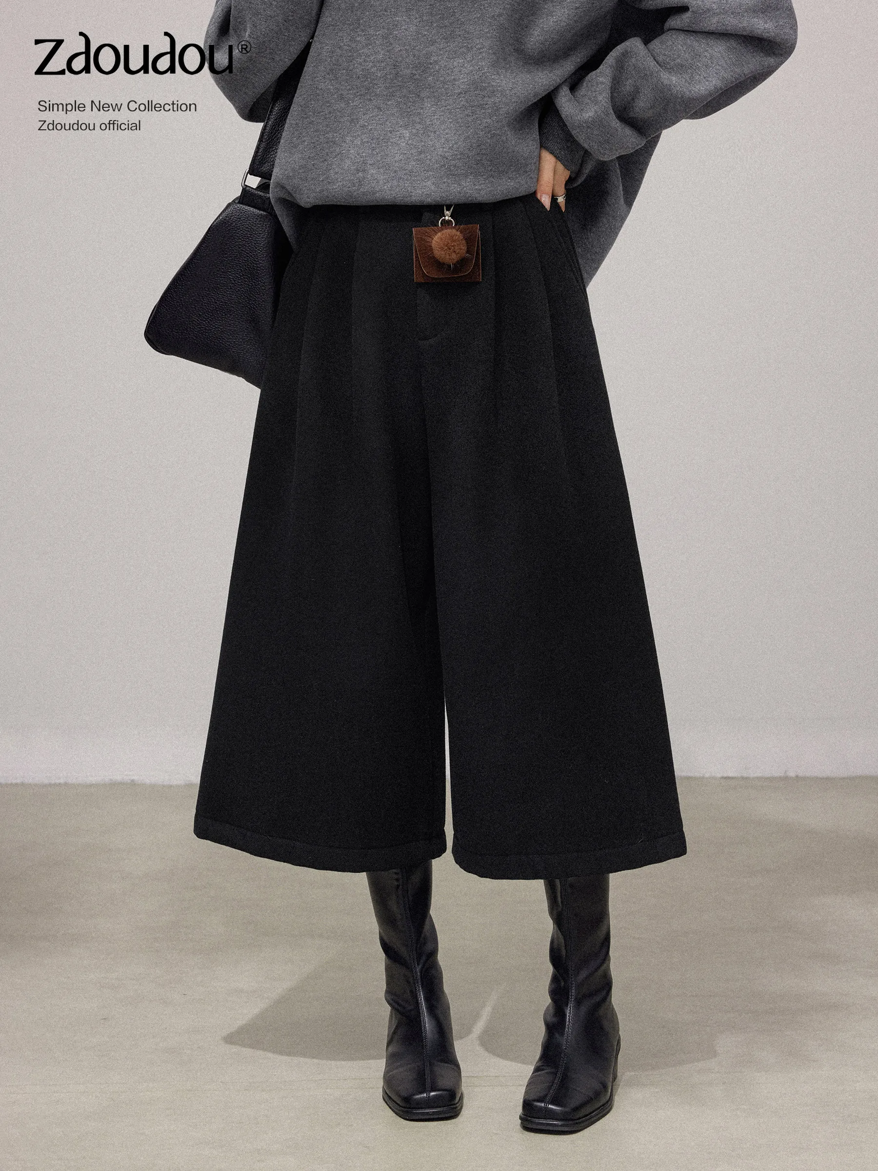 High Waist Pleated Wide Leg Pants Women's Autumn Winter Thickened Fleece Loose Slimming Seven-Quarter Straight Leg Trousers
High Waist Pleated Wide Leg Pants Women's Autumn Winter Thickened Fleece Loose Slimming Seven-Quarter Straight Leg Trousers