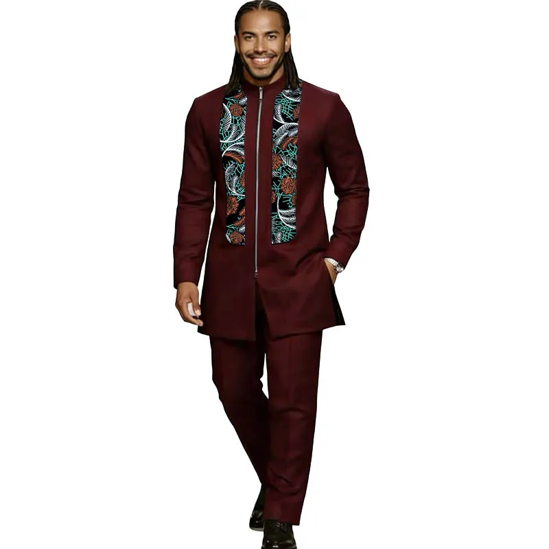 Burgundy Suit Elastic Men's Set African Couture Long Sleeve Top With Pants Nigerian Fashion Performance Costume
Burgundy Suit Elastic Men's Set African Couture Long Sleeve Top With Pants Nigerian Fashion Performance Costume