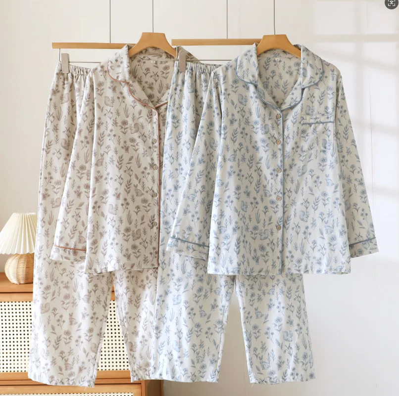 Women's Pajamas Set Autumn Sleepwear Cotton Lapel Floral Long Sleeve Loungewear Woman Nightwear Clothes For Sleep Pijama
Women's Pajamas Set Autumn Sleepwear Cotton Lapel Floral Long Sleeve Loungewear Woman Nightwear Clothes For Sleep Pijama