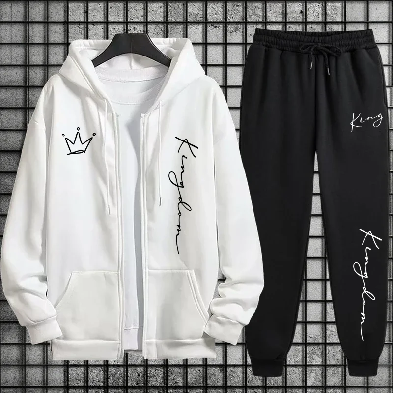 Male High Quality Zipper Tracksuit King Letter Print Hoodie and Sweatpants Men's Set Fall Winter Daily Casual Fashion Sportswear
Male High Quality Zipper Tracksuit King Letter Print Hoodie and Sweatpants Men's Set Fall Winter Daily Casual Fashion Sportswear