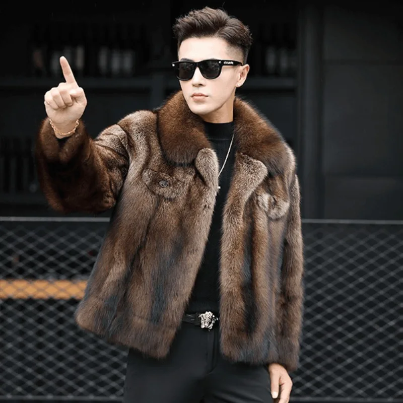 Fur coat Winter New style Thickened Faux fox fur coat Men's fuzzy hooded jacket in short style
Fur coat Winter New style Thickened Faux fox fur coat Men's fuzzy hooded jacket in short style