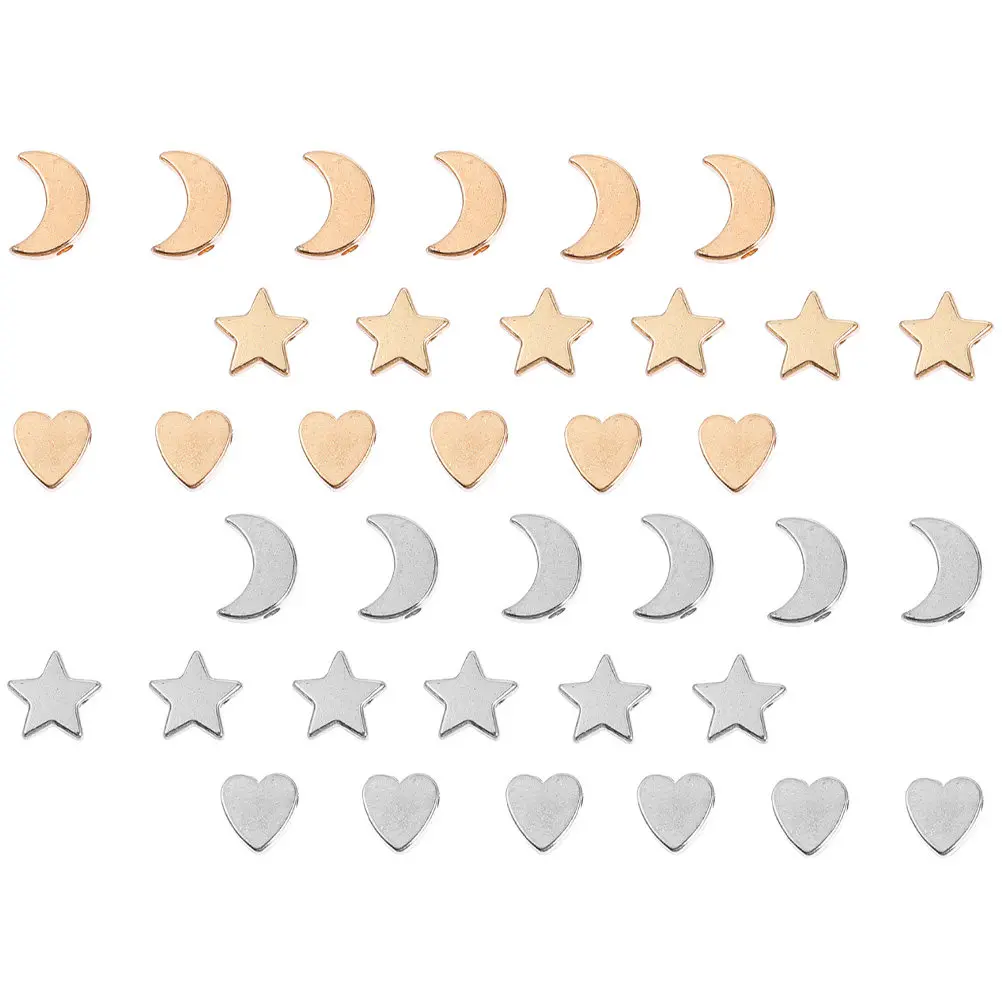 60Pcs Alloy Moon Star Heart Spacer Beads Charms for DIY Jewelry Making Necklace Bracelet Earring Keychain Craft Supplies
60Pcs Alloy Moon Star Heart Spacer Beads Charms for DIY Jewelry Making Necklace Bracelet Earring Keychain Craft Supplies