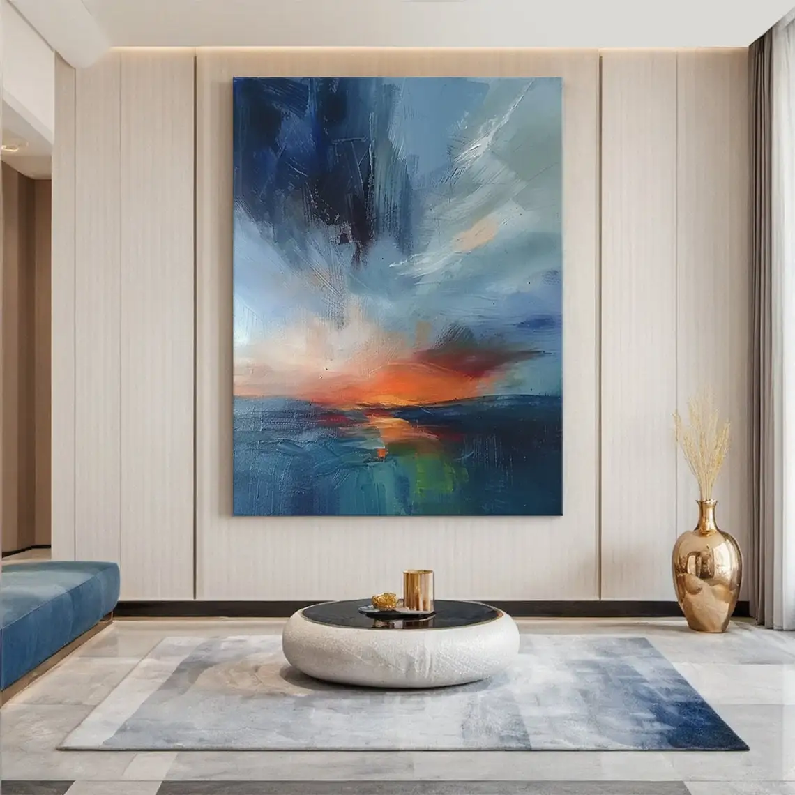 Blue Sea Sunrise Abstract Oil Painting Original Ocean Landscape Painting Large Wall Painting Art Modern Natural Home Decoration
Blue Sea Sunrise Abstract Oil Painting Original Ocean Landscape Painting Large Wall Painting Art Modern Natural Home Decoration