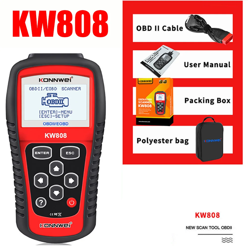 KONNWEI KW808 Professional Car OBDII Scanner OBD2 EOBD Scanner Tool for Automotive Fault Diagnosis Engine Fualt Code Reader
KONNWEI KW808 Professional Car OBDII Scanner OBD2 EOBD Scanner Tool for Automotive Fault Diagnosis Engine Fualt Code Reader 