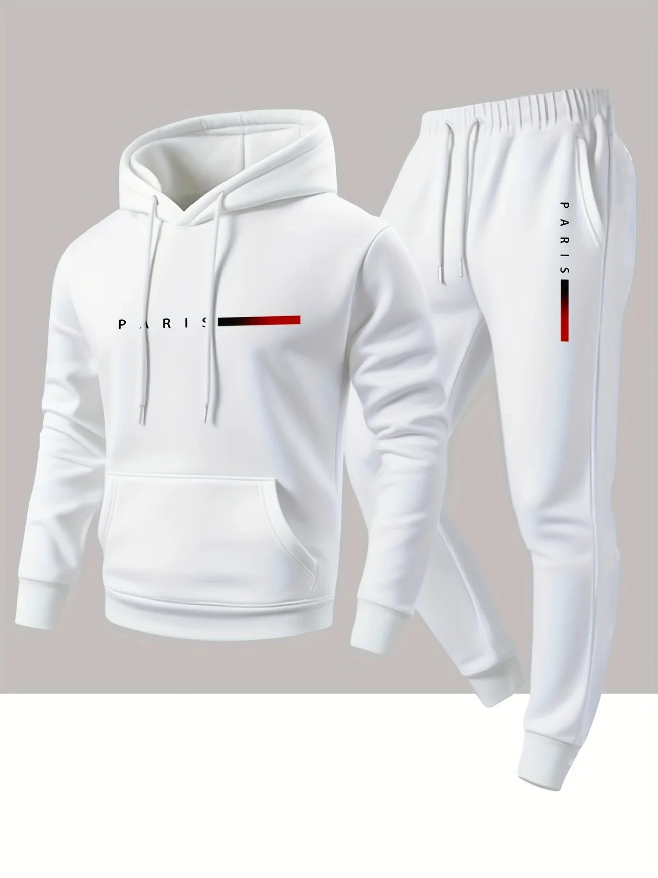 Autumn and winter trendy new style fashionable men's classic striped Paris print casual sports hooded sweatshirt and pants set
Autumn and winter trendy new style fashionable men's classic striped Paris print casual sports hooded sweatshirt and pants set