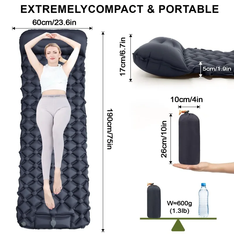 Outdoor Camping Inflatable Mattress Sleeping Pad With Pillows Ultralight Air Mat Built In Inflator Pump Hiking
Outdoor Camping Inflatable Mattress Sleeping Pad With Pillows Ultralight Air Mat Built In Inflator Pump Hiking