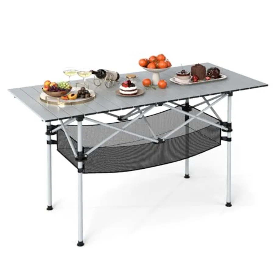 Folding Camping Table, Portable Picnic Table w/Aluminum Roll-up Tabletop and Mesh Basket, Outdoor Lightweight Table w/Carrying
Folding Camping Table, Portable Picnic Table w/Aluminum Roll-up Tabletop and Mesh Basket, Outdoor Lightweight Table w/Carrying