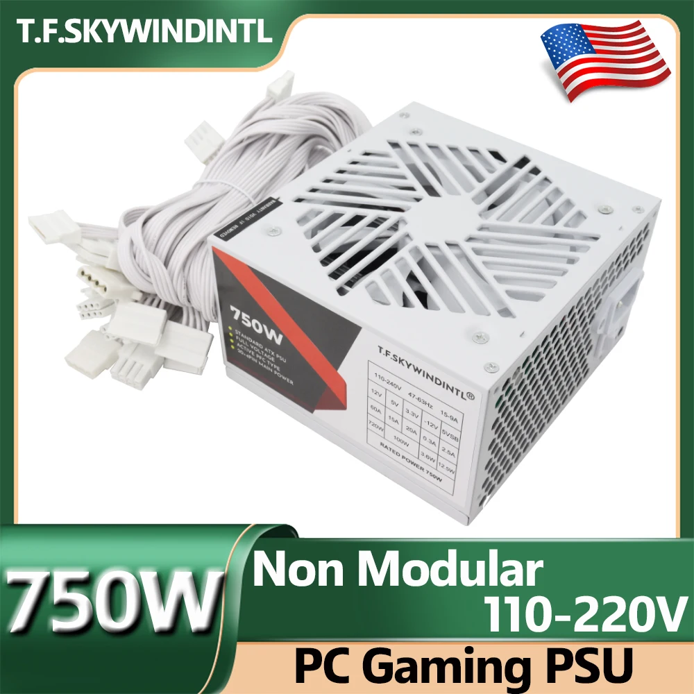 T.F.SKYWINDINTL ATX 750W Power Supply Non-Modular Full Voltage Gaming PSU 87% Efficiency, Active PFC
T.F.SKYWINDINTL ATX 750W Power Supply Non-Modular Full Voltage Gaming PSU 87% Efficiency, Active PFC