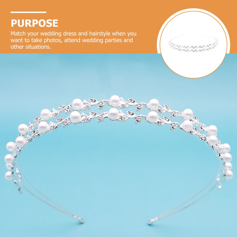 Bridal Pearl Headband Double Layer Rhinestone Leaf Wedding Hair Accessories Bride Bridesmaid Metal Rhinestone Headband 
Bridal Pearl Headband Double Layer Rhinestone Leaf Wedding Hair Accessories Bride Bridesmaid Metal Rhinestone Headband