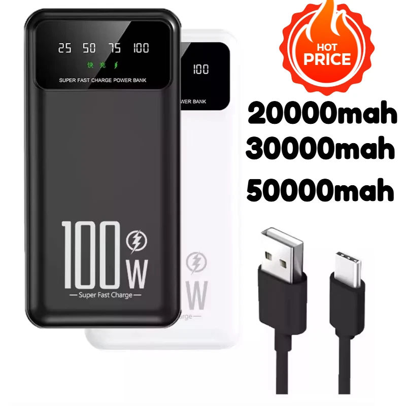 50000mAh High Capacity 100W Fast Charging Power Bank Portable Charger Battery Pack Powerbank for IPhone Huawei Samsung
50000mAh High Capacity 100W Fast Charging Power Bank Portable Charger Battery Pack Powerbank for IPhone Huawei Samsung