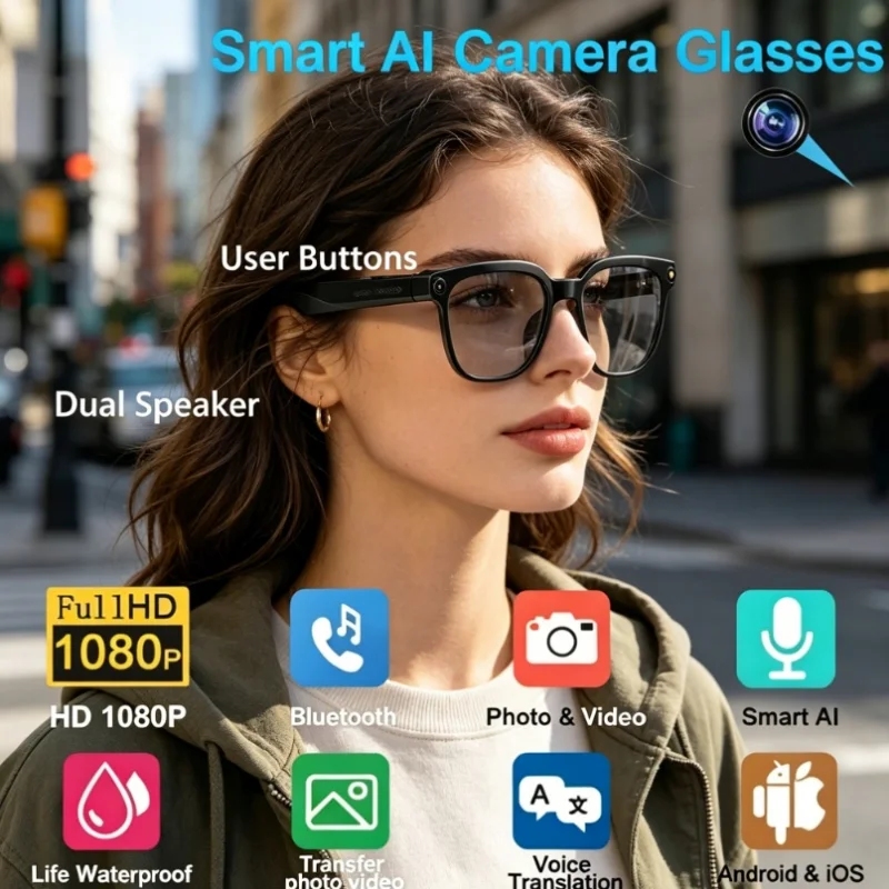 Ultra-HOT AI Smart Glasses, 8K HD Photochromic, Multifunction Bluetooth Calling, Voice Assistant Music Player Translate Camera
Ultra-HOT AI Smart Glasses, 8K HD Photochromic, Multifunction Bluetooth Calling, Voice Assistant Music Player Translate Camera