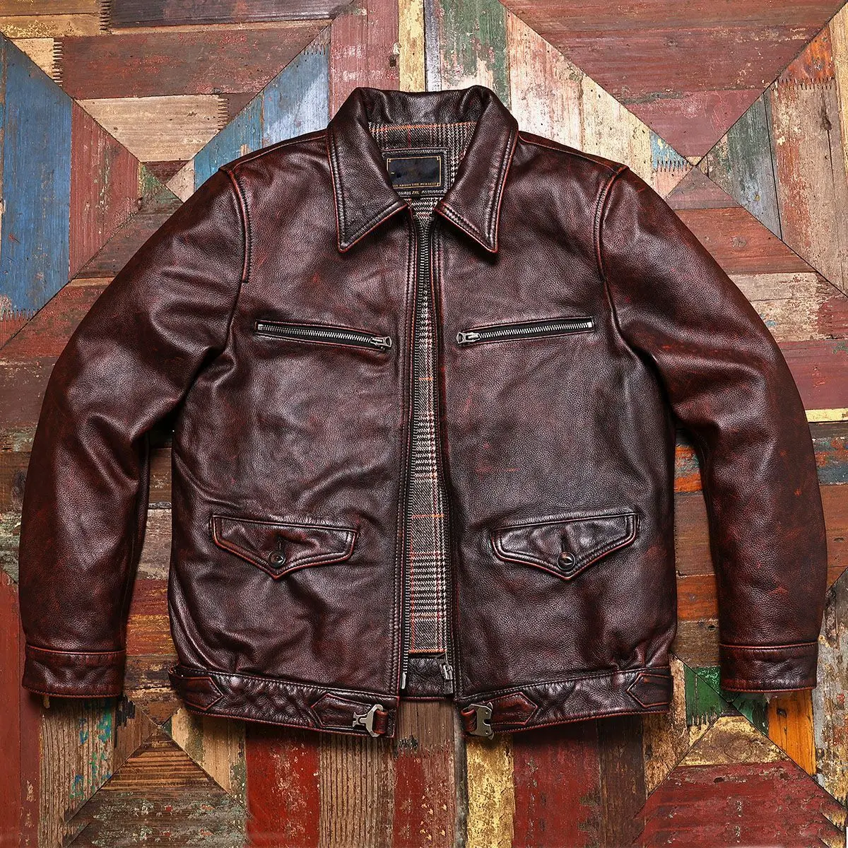 Красно-коричневая зимняя кожаная куртка для мужчин в винтажном стиле, большие размеры 5XL, кожаное пальто из натуральной яловой кожи с отложным воротником
Красно-коричневая зимняя кожаная куртка для мужчин в винтажном стиле, большие размеры 5XL, кожаное пальто из натуральной яловой кожи с отложным воротником