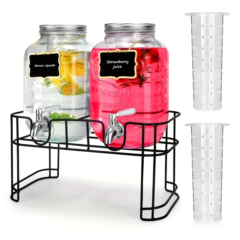2pcs, 1-gallon Glass Beverage Dispenser Set, with Stand And Stainless Steel Spigot, Leak-proof. Lemonade Dispenser with Ice Tube
2pcs, 1-gallon Glass Beverage Dispenser Set, with Stand And Stainless Steel Spigot, Leak-proof. Lemonade Dispenser with Ice Tube
