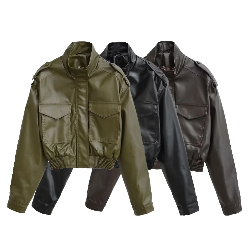 Зимняя новая женская одежда, короткая кожаная куртка из искусственной кожи в европейском и американском стиле с воротником-стойкой и длинными рукавами
Зимняя новая женская одежда, короткая кожаная куртка из искусственной кожи в европейском и американском стиле с воротником-стойкой и длинными рукавами