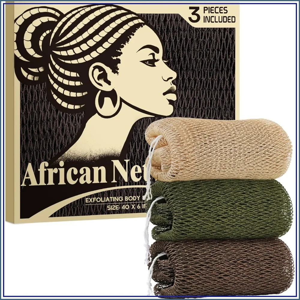 African Net Sponge Exfoliating Body Scrubber - 3 Pack Shower Loofah for Women
African Net Sponge Exfoliating Body Scrubber - 3 Pack Shower Loofah for Women