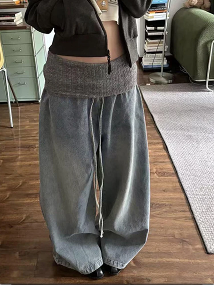 Women's thick winter new lazy and loose old drawstring plush patchwork jeans American style retro fashion design pants
Women's thick winter new lazy and loose old drawstring plush patchwork jeans American style retro fashion design pants