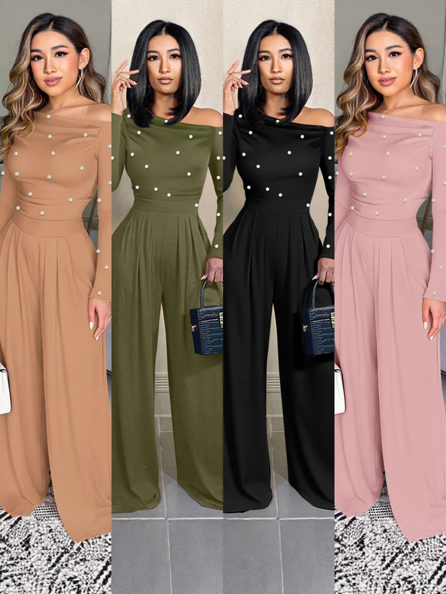 Spring Summer Women's Clothing Off Shoulder Long Sleeve High Waist Jumpsuits For Woman Stretch Straight Leg Bodysuit Latex Look
Spring Summer Women's Clothing Off Shoulder Long Sleeve High Waist Jumpsuits For Woman Stretch Straight Leg Bodysuit Latex Look